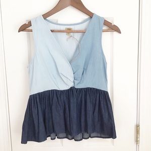 TRUE CRAFT Denim Mix Folly Beach Fun Top NWT